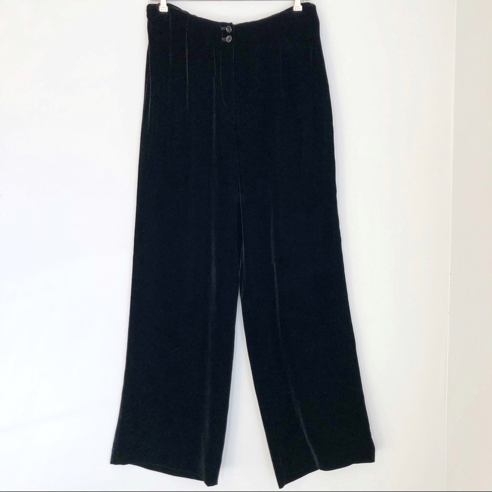 Talbots Black Velvet Silk Blend Wide Leg Pants, size 8